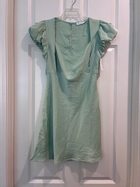 All in Favor Mint Green Puff-Sleeve Mini Dress
